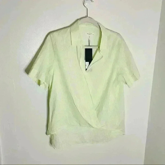 NWT Rag and Bone Kristine Faux Wrap High Lo Semi Sheer Striped Blouse - Picture 7 of 7